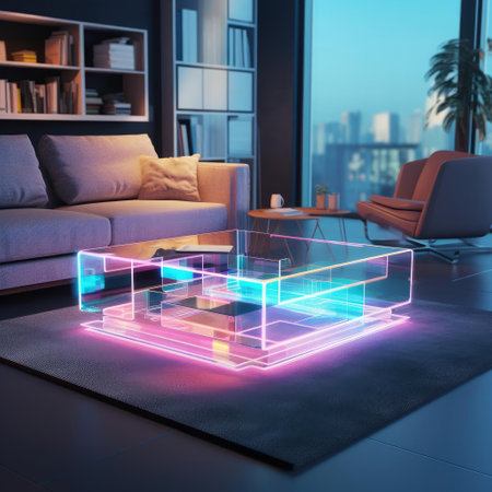 Hologram of smart furniture in the interiorの素材
