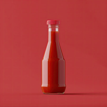 Red ketchup bottle mockupの素材