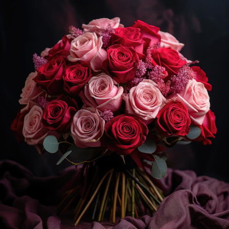 Large beautiful bouquet of red rosesの素材