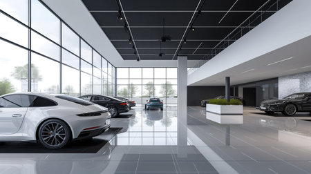 Showroom mockup for selling carsの素材