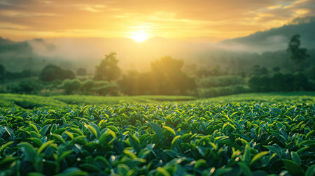 Tea plantations at sunriseの素材