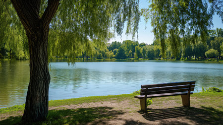 Beautiful park near the lakeの素材