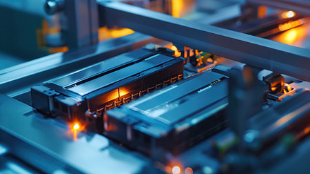 Close-up Lithium Ion Batteries Manufacturingの素材