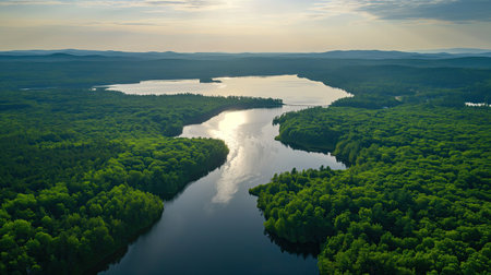 Beautiful river in taiga forestの素材