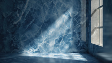 Abstract studio in blue marble for product presentationの素材