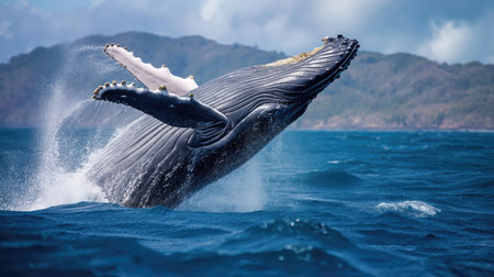 Whale in sea waterの素材