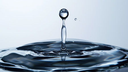 A drop of water falls down into the waterの素材