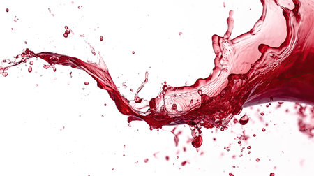 Splash of red wine on white backgroundの素材