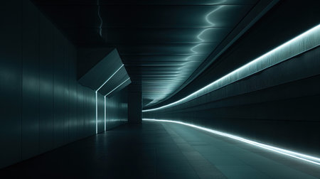 Glowing Lines Inside Dark Architectureの素材
