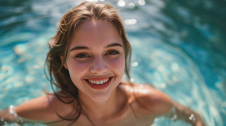 Beautiful young woman in swimsuit on vacationの素材