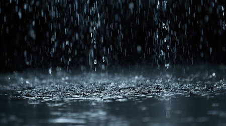 Heavy rain isolated on black backgroundの素材
