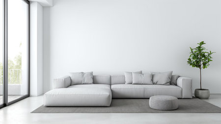 Modern living room interior with white wallの素材