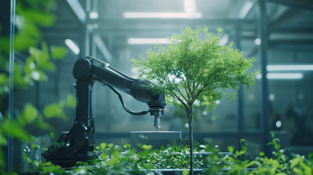 Automated Manipulator Hand Taking Care of Green Treeの素材