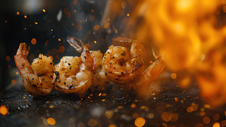 Spicy shrimp on fireの素材