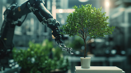 Automated Manipulator Hand Taking Care of Green Treeの素材