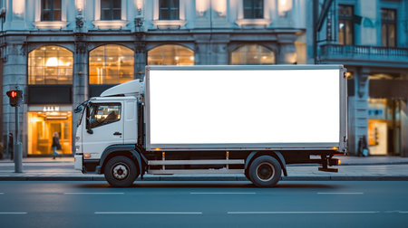 Side view mockup of a small truckの素材