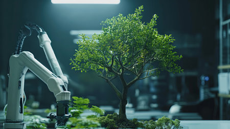 Automated Manipulator Hand Taking Care of Green Treeの素材