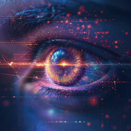 Close-Up Biometrics of Eye, Lines and Network Pointsの素材