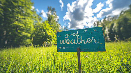 Lettering Good weather on summer forest backgroundの素材