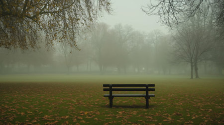 Park on a foggy dayの素材