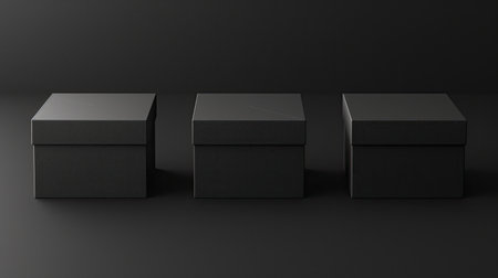 Mockup of three black boxesの素材