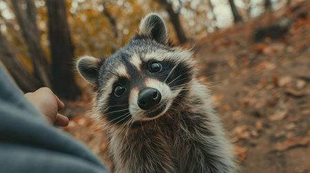 Raccoon with bulging eyesの素材