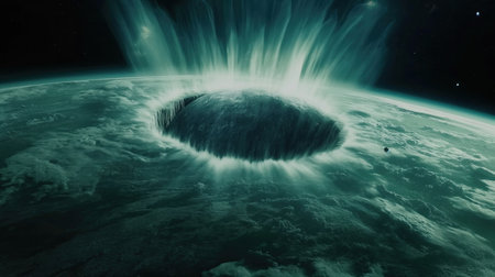 A huge comet crashes into the Earthの素材