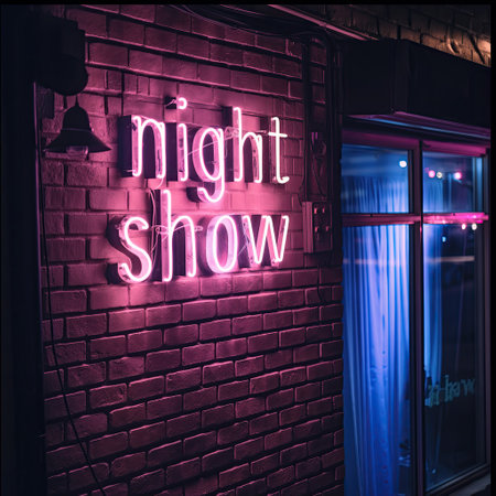The phrase night show on a brick wall with neon lightingの素材