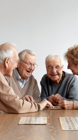 A group of elderly people playing a quizの素材