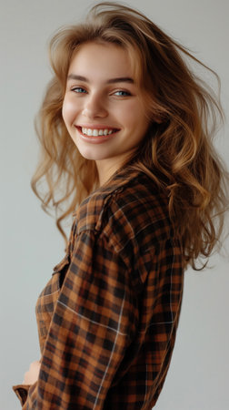 Laughing attractive young womanの素材