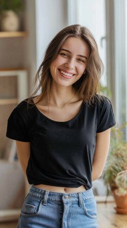 Laughing attractive young womanの素材