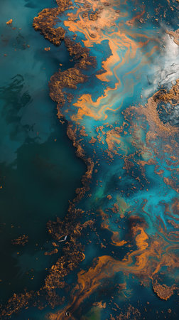 Oil spill on the surface of the reservoirの素材