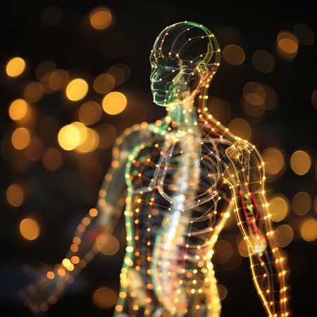 Hologram of a man with acupuncture pointsの素材