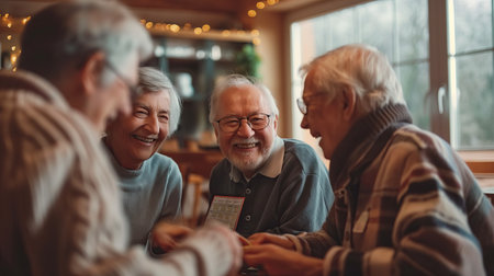 A group of elderly people playing a quizの素材