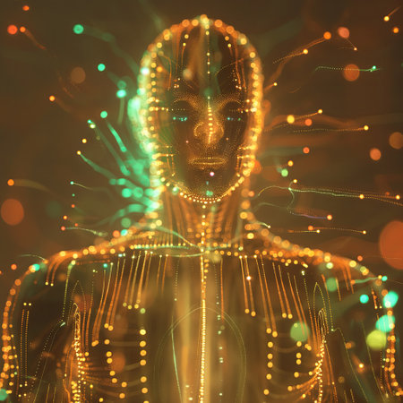 Hologram of a man with acupuncture pointsの素材