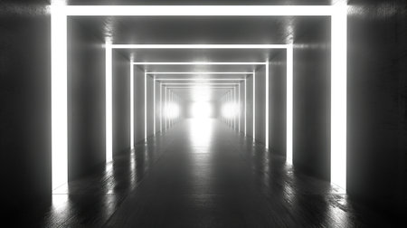 Abstract rectangular tunnel made of luminous elementsの素材