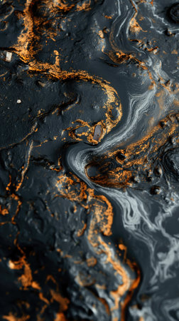 Oil spill on the surface of the reservoirの素材