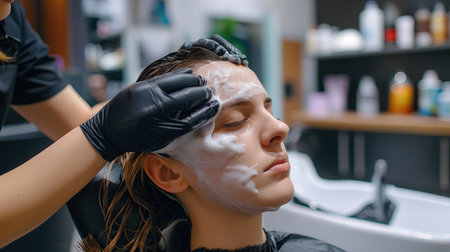 Woman on skin enhancement procedureの素材