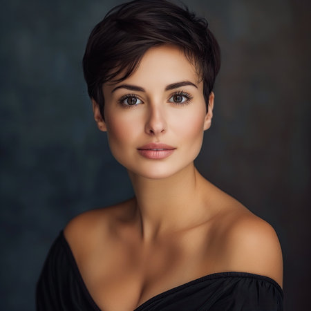 Beautiful woman with short hairstyleの素材