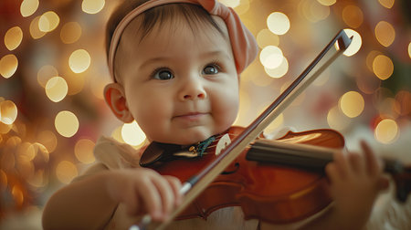 Baby playing the violinの素材