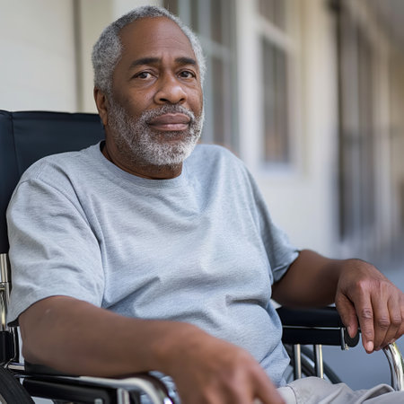 A man who suffered a stroke in rehabilitationの素材