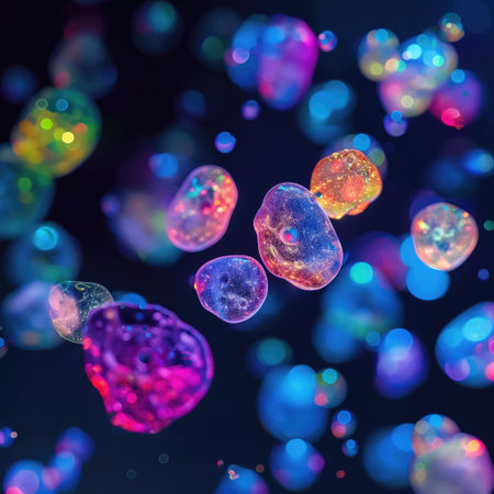 Multi-colored jelly spheres deform each otherの素材