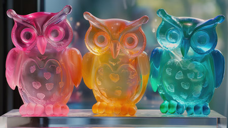 Background of colored jelly owlsの素材