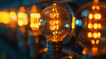 GPT text in a glowing server lightの素材