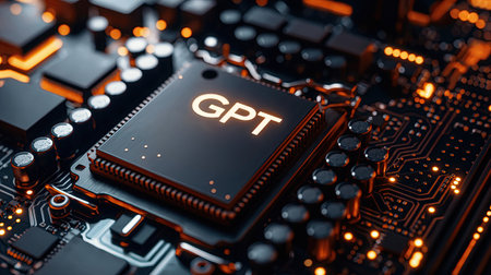 GPT text on the microchipの素材