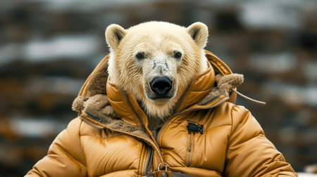Polar bear in a down jacketの素材