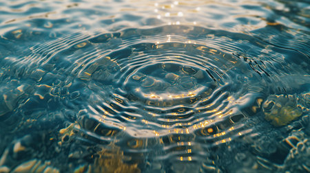 Circular ripples on the surface of the water from falling dropletsの素材