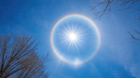 Circular rainbow in the skyの素材