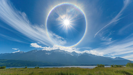 Circular rainbow in the skyの素材