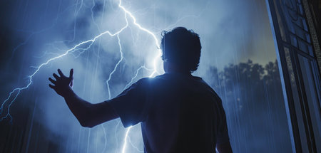 Man throwing lightningの素材